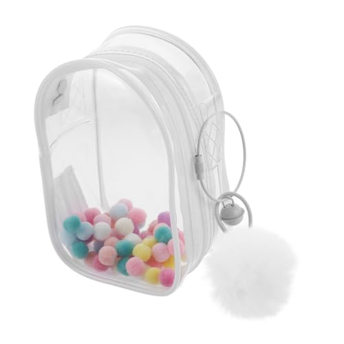 TOYANDONA Transparente Aufbewahrungstasche Für Figuren Mit Pom Poms Tragbare Sammeltasche Für Mini Puppen Staubdichtes Etui Mit Reißverschluss Mit Glocken Und Pom Poms von TOYANDONA