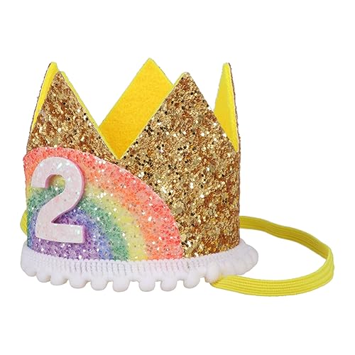 TOYANDONA Baby-Geburtstagsparty-Regenbogen-Kronen-Spitzen-Stirnband Kleine erste Haarband geschenke stutzenhalter Haarschmuck für Babys Partyhut für Kinder Geburtstagshut Mini Kopfbedeckung von TOYANDONA