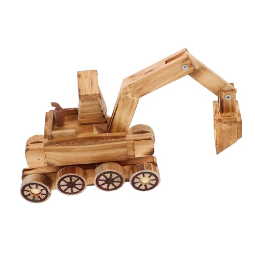 TOYANDONA Baggerspielzeug Aus Holz Bagger-spielzeugmodell Interessantes Baufahrzeug-Spielzeug Bewegliches Automodell Kleines Baggerspielzeug Spielzeug-baufahrzeuge Lustiges Baufahrzeug Khaki von TOYANDONA