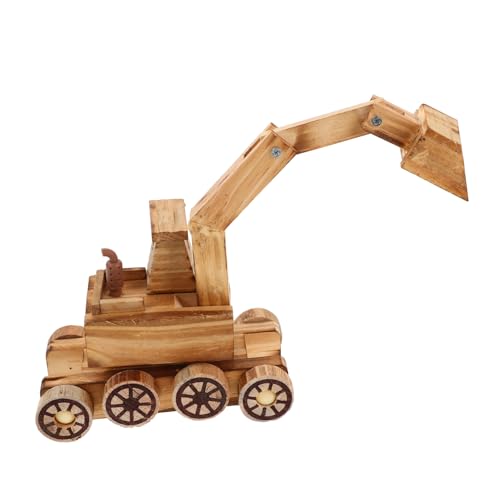 TOYANDONA Baggerspielzeug Aus Holz Interessantes Baufahrzeug-Spielzeug Spielzeug Für Autotechnik Mall-Engineering-Fahrzeug Kleines Baggerspielzeug Lustiges Baufahrzeugmodell Minibagger Khaki von TOYANDONA