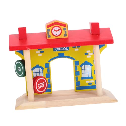 TOYANDONA Barrikaden-Spielzeug Bahnhofsspielset Zugtunnel Spielzeug Modelleisenbahnzubehör Eisenbahnschienen Bahnhof Spielzeug Bausteine ​​für Bahngleise Rollenspiel Im Vorschulalter Holz von TOYANDONA