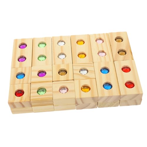 TOYANDONA Bunte Holzbausteine mit Glitzersteinen Sensory für Vorschule Feinmotorik Kreativität und Visuelle Wahrnehmung aus Langlebigem Holz TOYANDONA Bunte Holzbausteine mit Glitzersteinen Sensory für Vorschule Feinmotorik Kreativität und Visuelle Wahrnehmung aus Langlebigem Holz von TOYANDONA