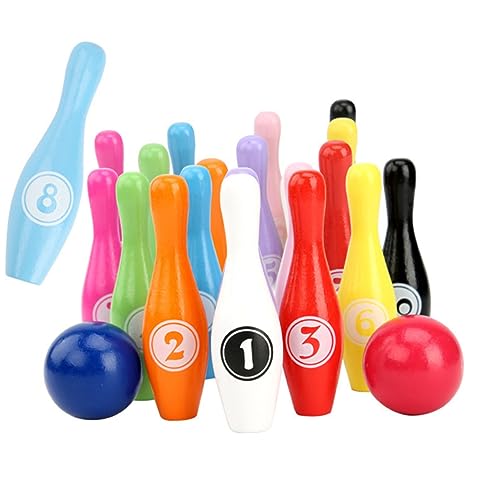 TOYANDONA Buntes Bowling Spielset Aus Holz Für Drinnen Und Draußen Interaktives Mit Cartoon Nummern Für Familien Ideal Für Schule Zuhause Und Für Und Eltern von TOYANDONA