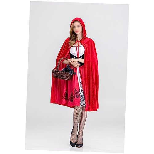 TOYANDONA Damen Halloween Rotkäppchen Kostüm Rot Weiße Märchen Verkleidung Für Frauen S Für Karneval Fasching Und Halloween Partys von TOYANDONA