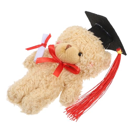 TOYANDONA Dr. Bärenpuppe Abschluss-stofftier Kuscheltier Bären Ausgestopftes Bären-plüschtier Graduierung Blumenstrauß Bären Blumenstrauß Bärenpuppe Mini-abschlussbären Filzstoff Brown von TOYANDONA