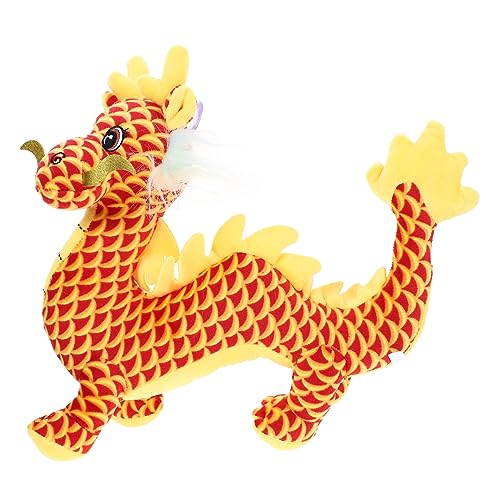 TOYANDONA Drachenpuppenmaskottchen tragen Drache Stoffpuppe Hase Plüsch Babyspielzeug drachenfiguren Dragon Plush Drachenplüsch Drachenspielzeug im chinesischen Stil kurzer Plüsch Orange von TOYANDONA