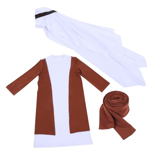 TOYANDONA Dubai Shepherd-Kleidung Biblische Kostüme Für Männer Ritterkostüm Für Jungen Hirtenkostüm Für Kinder Schäferkostüm Jedi-kostüm Halloween-hirtenstab Arabisches Kostüm Polyester von TOYANDONA