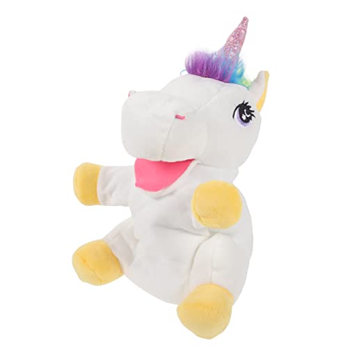 TOYANDONA Einhorn Handpuppe Plüsch Fingerpuppen -handpuppe Tierische Handpuppe Tiere Handpuppe Einhorn-puppenspielzeug Kinderhandspielzeug Plüsch Handpuppe Plüschtier Pp Baumwolle Weiß von TOYANDONA