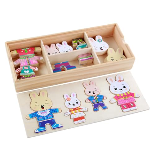 TOYANDONA Erkennungsspielzeug süßes Puzzle Kinderspielzeug Puzzle-Spielzeug für Kinder Puzzles für Kinder interaktives Spielzeug aufbwahrungs-Box Früherziehungsspielzeug Holzpuzzle Bambus von TOYANDONA