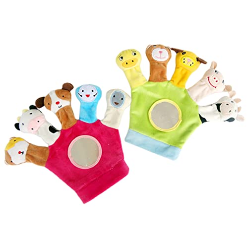 TOYANDONA Flannelette Handpuppenhandschuhe Im Tierdesign Weiche Stoffhandschuhe Für Frühkindliche Bildung Für Kleinkinder Und Junge Mädchen Grüner Und Roter Handschuh Inklusive von TOYANDONA