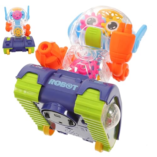 TOYANDONA Getriebe Roboter Autos für Kinderauto programmierbarer Roboter interaktives Robots for Boy Toys Musikspielzeug Elektrischer transparenter Getrieberoboter Abs von TOYANDONA