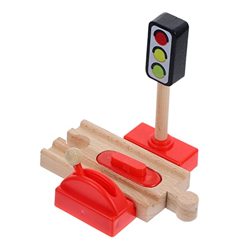 TOYANDONA Gleiszubehör Bahnübergang Zeichen Kognitives Verkehrsspielset Ampelschilder Für Züge Modell Einer Eisenbahn-straßensperre Brio-zugzubehör Simulation Straßensperre Spielset Holz von TOYANDONA