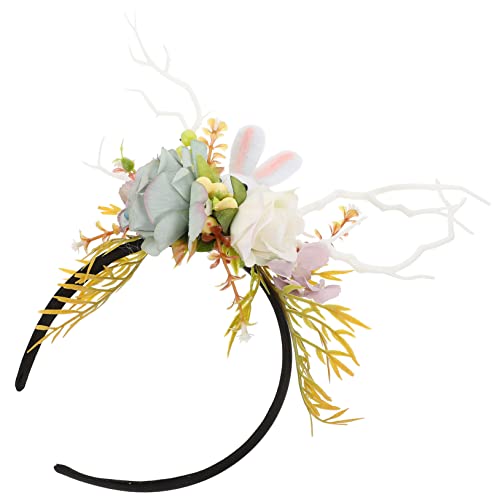 TOYANDONA Häschen-Stirnband ostern haarschmuck blumenkrone headband blumenhaarreif Osterdekoration Haarband Zwerge Plüsch Geweih Ostern Stirnbänder Osterhasen-Stirnbänder Plastikzweig von TOYANDONA