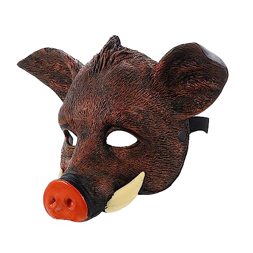 TOYANDONA Halloween Wildschwein Maske | Dekorative PU Maske Für Kostümpartys Und Cosplay | Realistische Tiermaske Für Halloween | Braune Party Maske von TOYANDONA