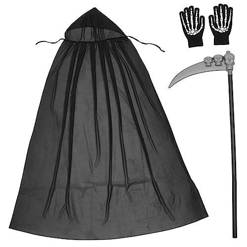 TOYANDONA Halloween Vampir Kostü Set Mit Kapuzenumhang Maske Und Handschuhen Perfekt Für Nekromanten Geister Und Mottopartys Ideal Für Schaurige Halloween Feiern von TOYANDONA