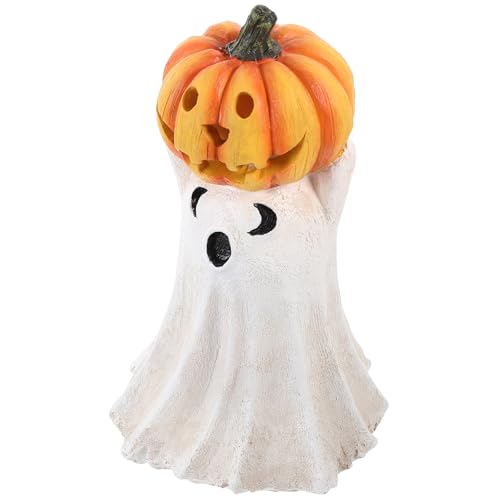 TOYANDONA Halloween-kürbis-harzornamente Halloween-animatronik Halloween-kürbis Und Geisterfigur Kürbis-Halloween-Dekorationen Halloween-kürbisdekorationen Im Freien Skelett Geisterstatue von TOYANDONA