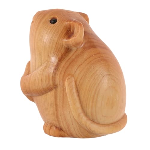 TOYANDONA Hamstermodell aus Holz Hamsterstatue aus Holz Holzfigur Hamster Garten Deko Holzdekoration für Zuhause Holzschnitzerei Hamsterfigur Desktop-Tierstatue hölzern Light Brown von TOYANDONA