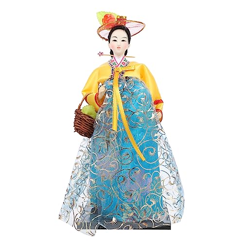 TOYANDONA Handgefertigte Puppe Koreanische Hanbok-mädchen Puppen Für Mädchen Koreanische Traditionelle Puppe Mädchen Schönheits-Hanbok-Puppen Mädchenpuppen Bücherregal-Statue Yellow von TOYANDONA