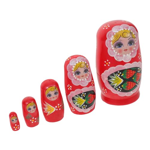 TOYANDONA Handgefertigtes Holz-matroschka-Set Bunte Handbemalte Russische Nesting Dolls mit Erdbeermotiv Fünf-lagige Holzfiguren für Familien Sammler und Festliche Weihnachtsdekoration TOYANDONA Handgefertigtes Holz-matroschka-Set Bunte Handbemalte Russische Nesting Dolls mit Erdbeermotiv Fünf-lagige Holzfiguren für Familien Sammler und Festliche Weihnachtsdekoration von TOYANDONA