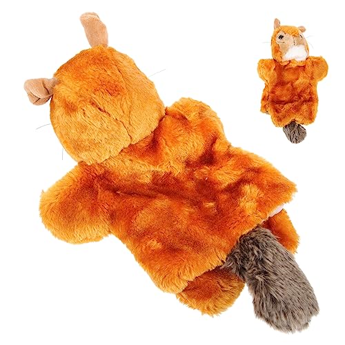 TOYANDONA Handpuppe interaktives Spielzeug Animal Toys spielsachen Tierpuppe beruhigendes Spielzeug Plüschpuppe Plüschspielzeug für die frühe Bildung Eichhörnchen-Puppe PP Baumwolle Brown von TOYANDONA