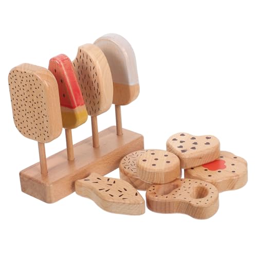 TOYANDONA Holz Eiscreme Spielset mit Basis für Simuliertes Küchenspielzeug mit EIS Donuts und Stäbchen Robustes Holzmaterial Vielfältiges Rollenspiel für Kinderküche und Partydeko TOYANDONA Holz Eiscreme Spielset mit Basis für Simuliertes Küchenspielzeug mit EIS Donuts und Stäbchen Robustes Holzmaterial Vielfältiges Rollenspiel für Kinderküche und Partydeko von TOYANDONA