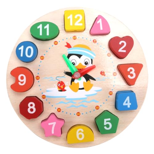 TOYANDONA Holz Lernuhr Pinguin Bunte Zahlen Lernen Pädagogisch Robust für Kleinkinder TOYANDONA Holz Lernuhr Pinguin Bunte Zahlen Lernen Pädagogisch Robust für Kleinkinder von TOYANDONA