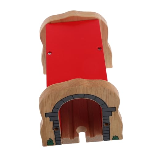 TOYANDONA Holzbahngleis -Laufstall Kinderzaun Kinderzüge Zugsimulationszüge Holzbahn Zubehör Holz Tunnel Modell-Spielzeugeisenbahn-Zubehör Gleisausbautunnel hölzern von TOYANDONA