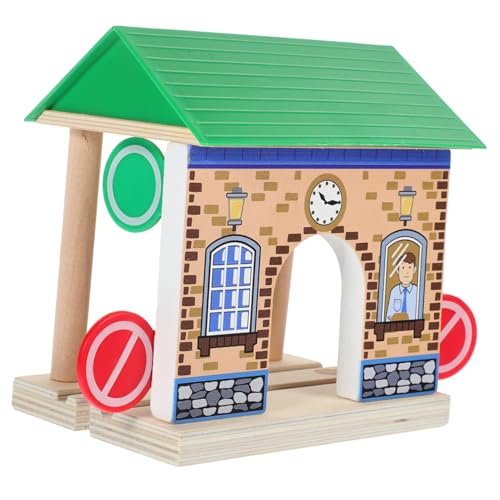 TOYANDONA Holzeisenbahn Station Modell aus Holz Kindersicher Glatte Oberfläche Kompaktes Design Spiel Szene Kreative Eisenbahn zubehör für Jungen und Mädchen TOYANDONA Holzeisenbahn Station Modell aus Holz Kindersicher Glatte Oberfläche Kompaktes Design Spiel Szene Kreative Eisenbahn zubehör für Jungen und Mädchen von TOYANDONA