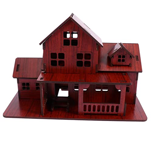 TOYANDONA Holzhaus büro Dekoration Office Decoration zabawki stymulujące rozwój Lernspielzeug Bauen drinnen Möbel Puzzlematte Modellbau aus Holz holzspielzeug selber Machen Brown von TOYANDONA