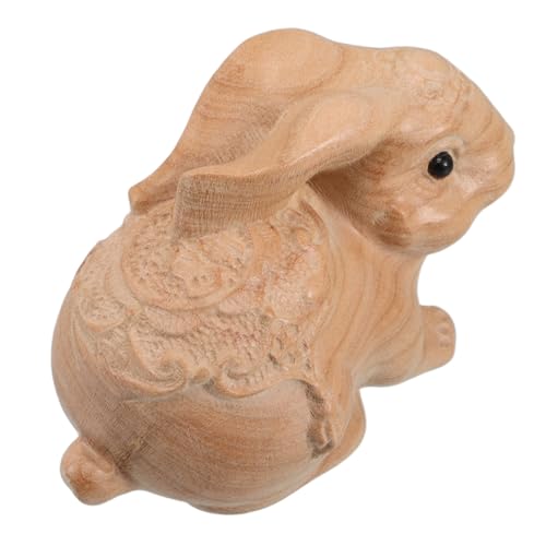 TOYANDONA Holzschnitzerei Hase Mini Ornamente Hasen Schnitzkunst Hasen Figur Sammler Hasen Skulptur Outdoor Statuen Für Den Garten Mini Figur Hase Heim Skulptur Aus Holz von TOYANDONA