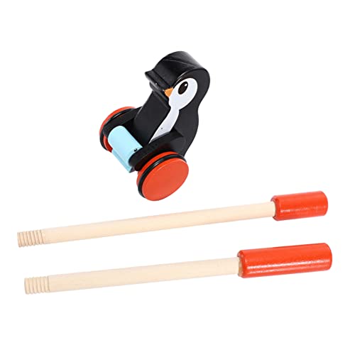 TOYANDONA Holzspielzeug Lauflernhilfe Für Kleinkinder Cartoon Pinguin Design Stabiler Schiebewagen Fördert Die Gehfähigkeit Ideal Für Jungen Und ädchen 12 Monate+ von TOYANDONA