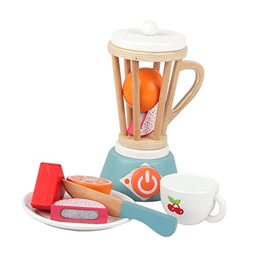 TOYANDONA Holzspielzeug Saftmaschine Für Blauer Juicer Mit Obst Und Gemü Schneide Spielset Für Kreatives Rollenspiel Jungen Und ädchen Ab 3 Jahren von TOYANDONA