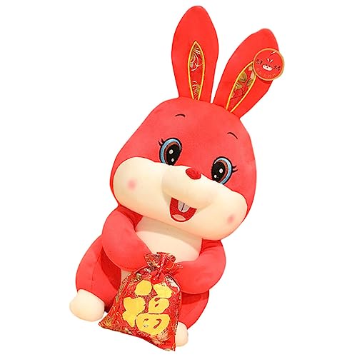 TOYANDONA Jahr der Kaninchenpuppe Feng-Shui-Tier Kuscheltier Hase aus Plüsch Hasen Kuscheltier hasenpuppe Cartoon-Kaninchen-Maskottchen-Puppe chinesische neujahrskaninchenpuppe PP Baumwolle von TOYANDONA