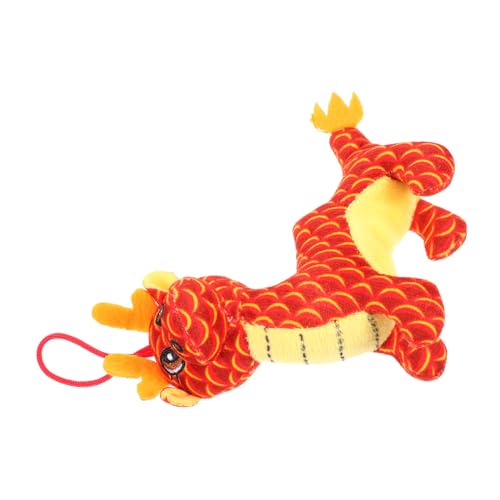 TOYANDONA Jahr des Drachen Maskottchen Kuscheltiere Puppe Neujahrsdrachenpuppe Drache Kuscheltier Chinesisches Neujahrs Kuscheldrache Kuschelpuppe Drache Im Chinesischen Stil Roter Plüsch von TOYANDONA