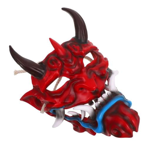 TOYANDONA Japanische Dämonenmaske Halloween Scary Cosplay Maske mit Hörnern Verstellbarer Gurt Leicht Für Kostüm Maskenpartys TOYANDONA Japanische Dämonenmaske Halloween Scary Cosplay Maske mit Hörnern Verstellbarer Gurt Leicht Für Kostüm Maskenpartys von TOYANDONA
