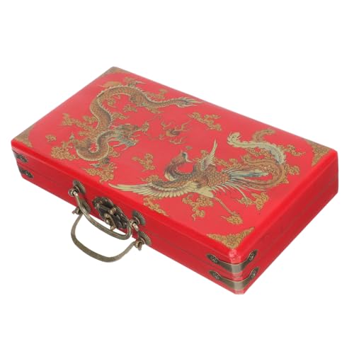 TOYANDONA Kasten Mahjong-Geschenketui mit Deckel Mahjong-Fliesen Mahjong Handliche Mahjong Box schmuckkästchen Mahjong-Container Mahjong-Zubehör hölzern von TOYANDONA