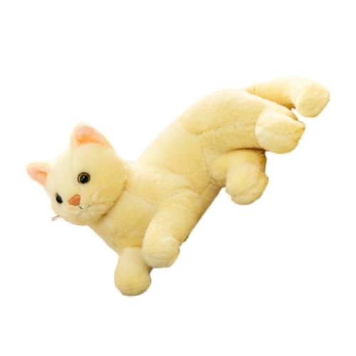 TOYANDONA Katze Plüschtier Katzen Spielzeug Kinder Spielzeug plüschkatze Katzen Deko Realistischer Katzenplüsch Partygeschenk Simulationskatzenplüsch für Kleinkinder falsche Katze Yellow von TOYANDONA