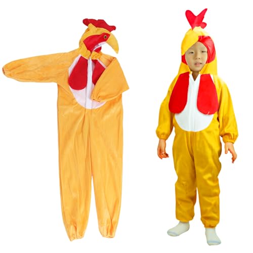 TOYANDONA Kinder-Hahn-Kostüm, Einteiler, Ostern, Huhn, Cosplay, Pyjama, Strampler, Kostüm, Kleid, Ostern, Tierkostüm, Partyzubehör von TOYANDONA