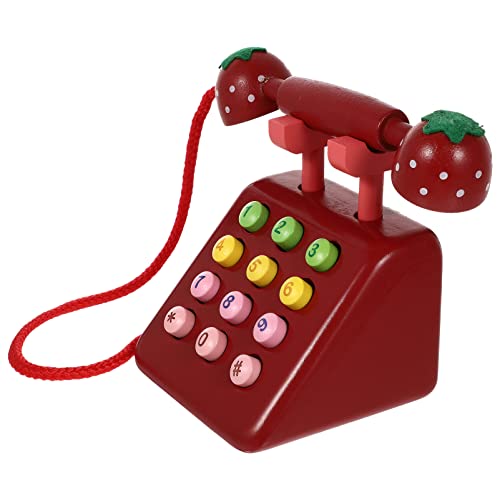 TOYANDONA Kinder Holz Telefon Spielzeug Baby Telefon Spielzeug Cartoon Baby Vorarbeiten Telefon Interaktives Spielzeug Geschenk Spiel Jungen Mädchen Frühe Bildung Rot von TOYANDONA