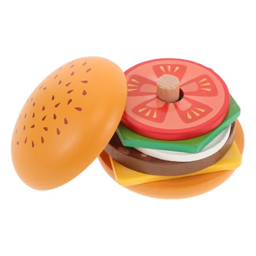 TOYANDONA Kinderspielhaus Spielzeug Junge Spielzeug Spielzeug Gefälschte Lebensmittel Holzblöcke Spielzeug Desktop Spiel Desktop Stapelspielzeug Kinderlebensmittel Burger von TOYANDONA