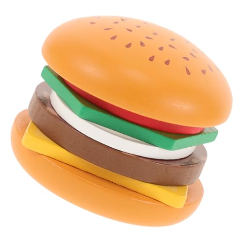 TOYANDONA Kinderspielhaus Spielzeug Spielzeug Spielspielzeug Vorgeben Spielzeug Stapeln Desktop-stapelspielzeug Burger Rollenspielspielzeug Spielzeug-Hamburger Kochspiel Hölzern von TOYANDONA