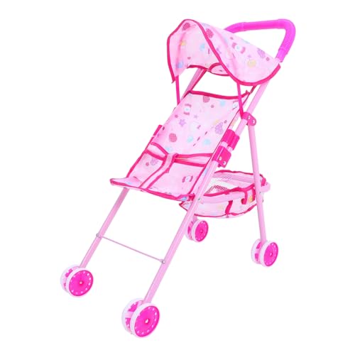 TOYANDONA Kinderwagen Miniatur Körbe Korb Mädchenpuppenhaus Roboter puppenbuggy Puppen Wagen Toy car Wheelbarrow Kindertrolley Möbel für Puppenwagen Spielhauszubehör Stoff Rosa von TOYANDONA