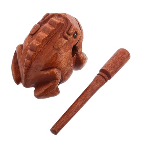 TOYANDONA Klangspielzeug Frosch Skulptur Holzblock Instrument Musikinstrument aus Holz musikspielzeug holzspielzeug Musik-Rhythmus- Holzblock-Musikinstrument hölzern Light Brown von TOYANDONA