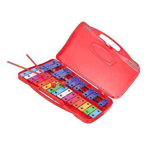 TOYANDONA Klavier aus Aluminium Glockenspielinstrument Glockenspiel Xylophon kinderinstrumente musikinstrumente Xylophon für Babys ab 6 Monaten Musikinstrument Eisenbleche rot von TOYANDONA