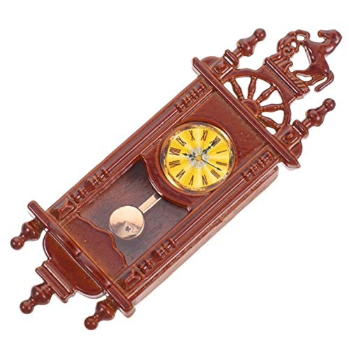 TOYANDONA Kleiner Glocken anhänger Lustiges Uhrendekor Wanduhren Wohnzimmer Dekorationen Miniatur Ticken Vintage Dekoration Retro Dekoration Vintage-Standuhr Hausbodenuhr hölzern Brown von TOYANDONA