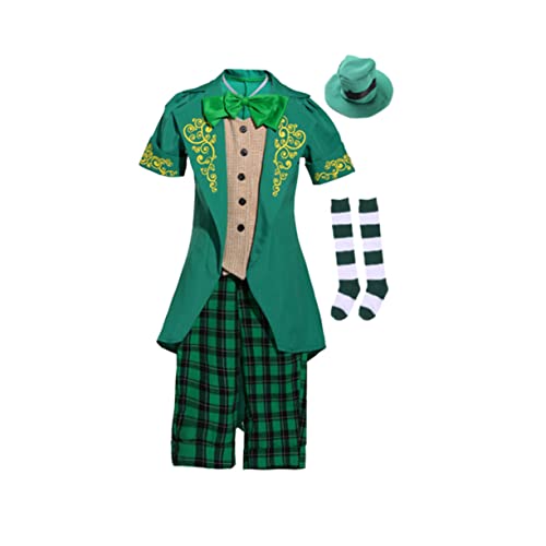 TOYANDONA Koboldkostüm Kostüme Kinderkleid Kinderkleid Kinderkleidung St Patricks Kostüm Outfit Ausgefallene Kleidung Halloween Kinderkostüm Kobold Hut Hose Anzug Grün von TOYANDONA