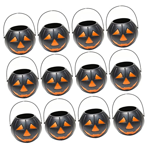 TOYANDONA Kürbis Eimer Mini-kürbis-süßigkeitseimer Partybevorzugungseimer Süßigkeiten Eimer Süßigkeiten Behandeln Halloween-eimer Für Halloween-led-kürbislichter Black Plastik von TOYANDONA