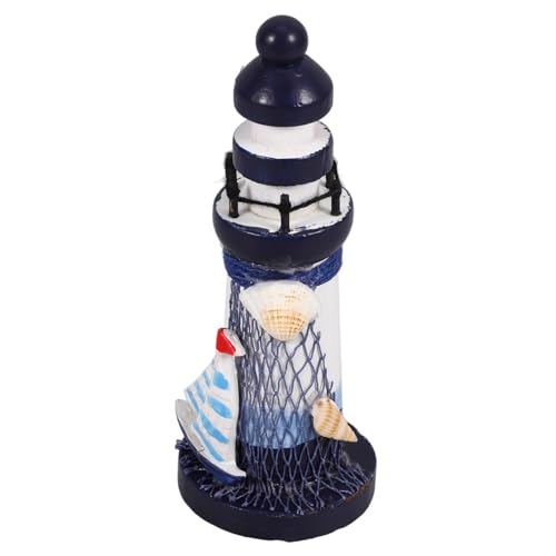 TOYANDONA Leuchtturm-Ornament Strandthema Wohnzimmer Dekoration Leuchtturmmodell Miniatur-Landschaftsdekorationen mediterrane Figuren bastelset Holz Leuchtturm Mittelmeer Leuchtturm Blue von TOYANDONA