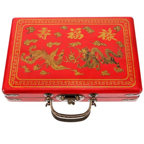 TOYANDONA Mahjong Box Only Mahjong Storage Box Wood Potable Mahjong Box - Mahjong Game Organizer with Handle Chinese Mahjong Storage Case Mahjong Game Tiles Box Leerer Mahjong Container von TOYANDONA