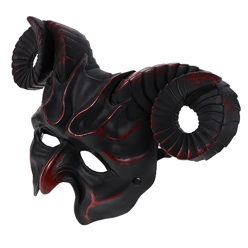 TOYANDONA Cosplay Halbes Gesicht Halloween Kostümmaske Cosplay-maske Ziegenhorn-kopfmasken Ochsenhornmaske Halloween-partymaske Maskerade-maske Teufelsmaske Plastik Gesichtsmaske Hörner 3d von TOYANDONA